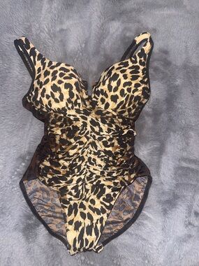 Miraclesuit Leopard-Print One-Piece Swimsuit in Beige and Black